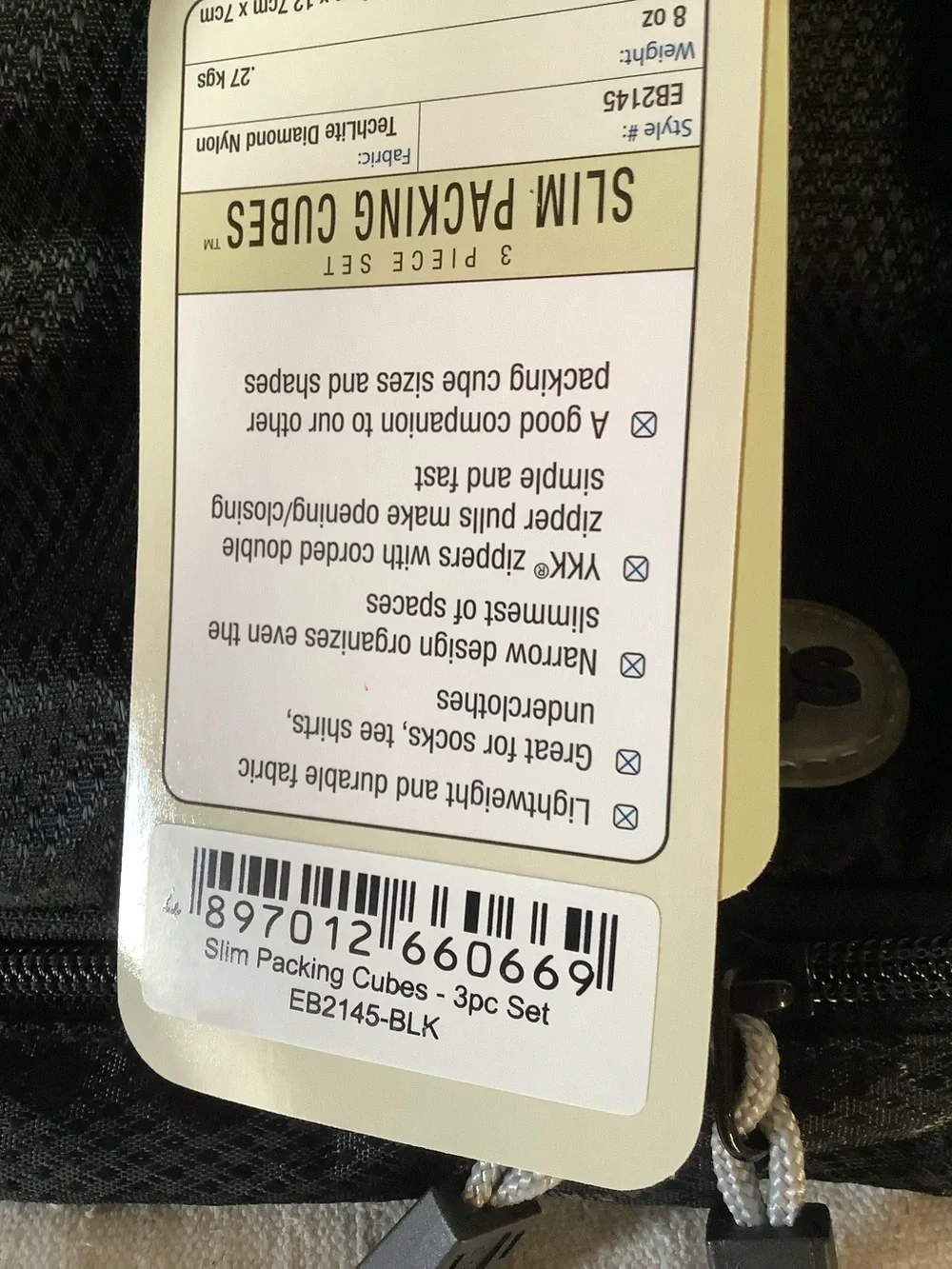 NWT eBags Slim Packing Cubes Set 3, Large, Medium, &Small